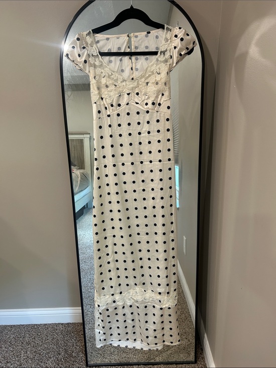 Dresses & Skirts - White Polka Dot Maxi Dress with Lace Trim